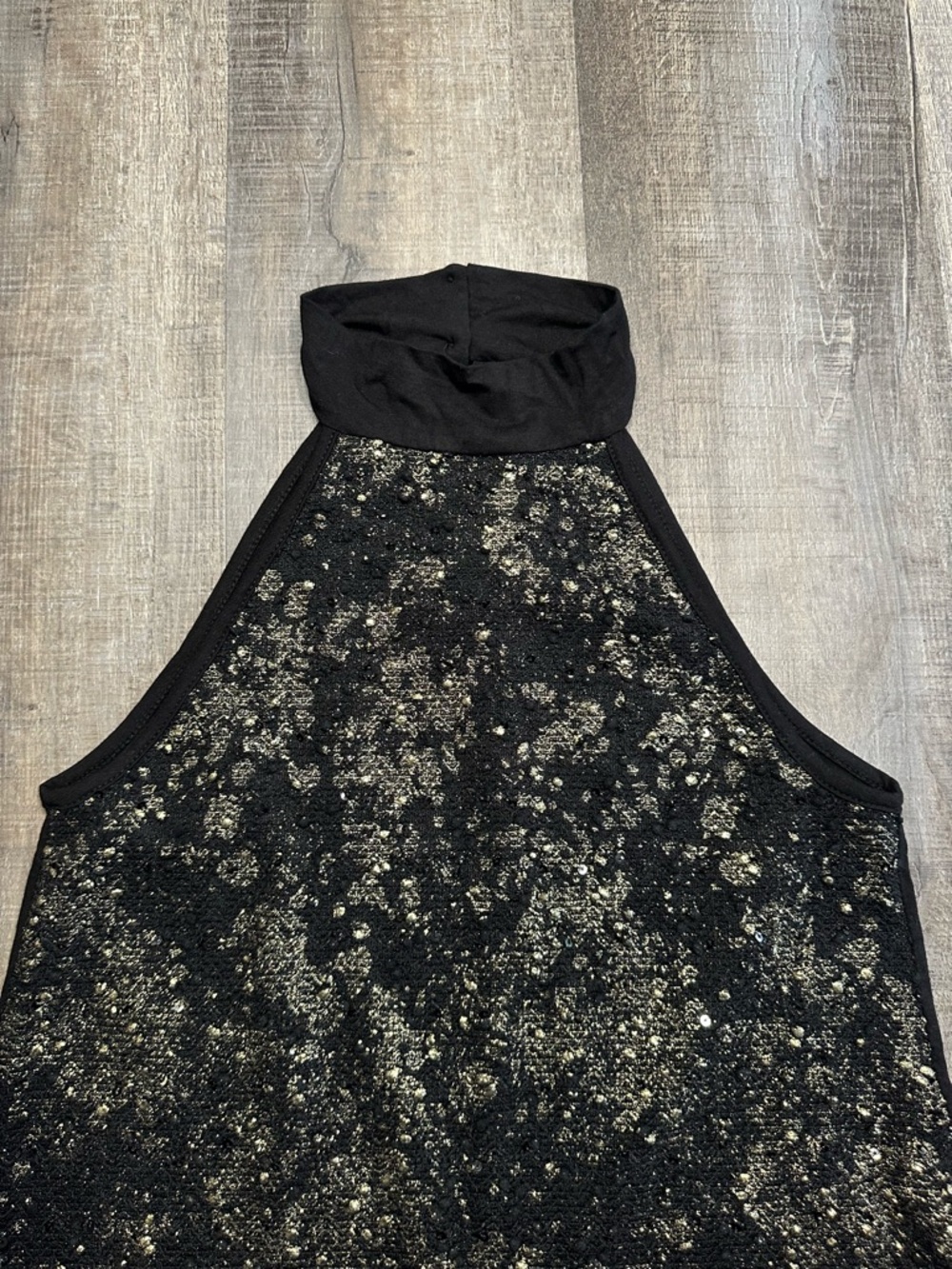 12 Pm By Mon Ami Black Halter Camisole with Gold Sequin Detail Size Small - Picture 7 of 10